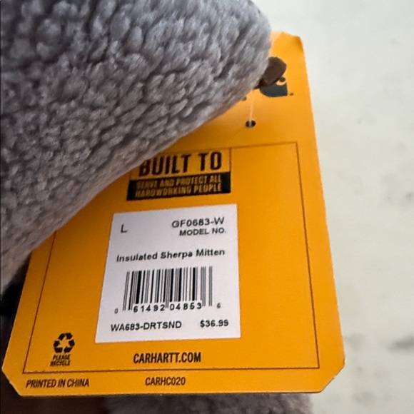 Carhartt Gray Sherpa Mittens - Picture 5 of 5